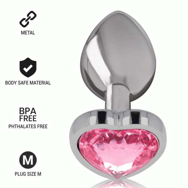 INTENSE - ALUMINUM METAL ANAL PLUG PINK HEART SIZE M - Afbeelding 7