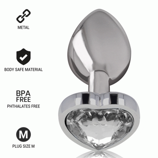 INTENSE - ALUMINUM METAL ANAL PLUG WHITE HEART SIZE M - Afbeelding 7