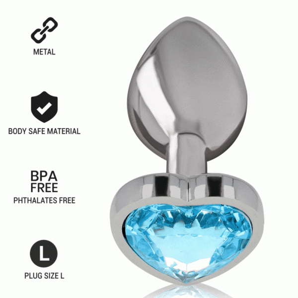 INTENSE - ALUMINUM METAL ANAL PLUG BLUE HEART SIZE L - Afbeelding 7