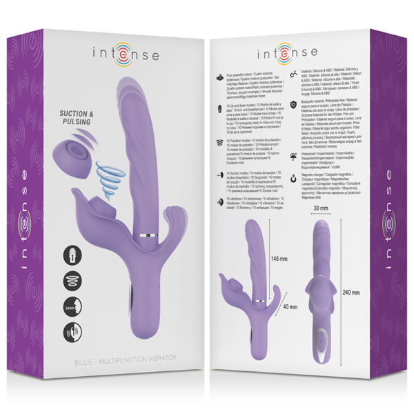 INTENSE - BILLIE MULTIFUNCTION RECHARGEABLE VIBRATOR SUCTION & PULSING PURPLE - Afbeelding 6
