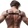 FETISH SUBMISSIVE ATTITUDE - ADJUSTABLE NEOPRENE CROSS-OVER CHEST BULLDOG HARNESS WITH ZIPPERS FOR MEN - Afbeelding 2