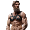 FETISH SUBMISSIVE ATTITUDE - ADJUSTABLE NEOPRENE CROSS-OVER CHEST BULLDOG HARNESS WITH ZIPPERS FOR MEN - Afbeelding 3