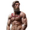 FETISH SUBMISSIVE ATTITUDE - MEN'S ECO-LEATHER CHEST BULLDOG HARNESS BLACK/RED - Afbeelding 3