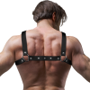 FETISH SUBMISSIVE ATTITUDE - MEN'S ADJUSTABLE ECO-LEATHER CROSS CHEST BULLDOG HARNESS - Afbeelding 2