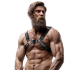FETISH SUBMISSIVE ATTITUDE - MEN'S ADJUSTABLE ECO-LEATHER CHEST BULLDOG HARNESS - Afbeelding 3