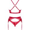 OBSESSIVE - LACELOVE SET THREE PIECES RED XS/S - Afbeelding 6