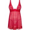 OBSESSIVE - LACELOVE BABYDOLL & THONG RED M/L - Afbeelding 5