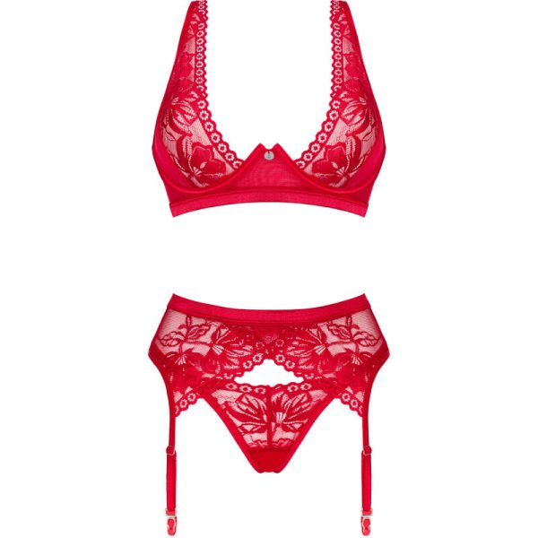 OBSESSIVE - LACELOVE SET THREE PIECES RED M/L - Afbeelding 5