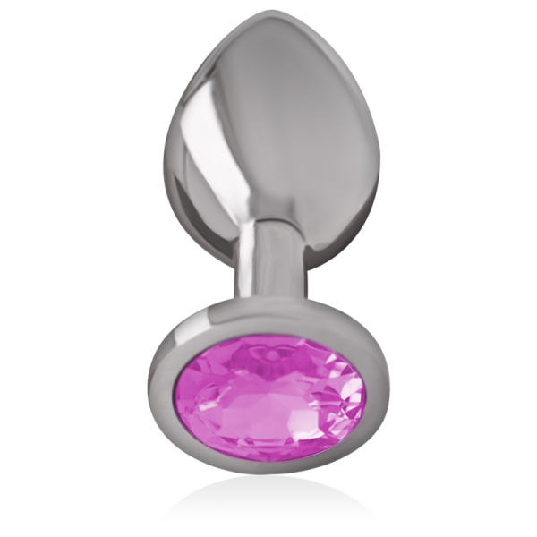 INTENSE - ALUMINUM METAL ANAL PLUG WITH PINK CRYSTAL SIZE L - Afbeelding 3