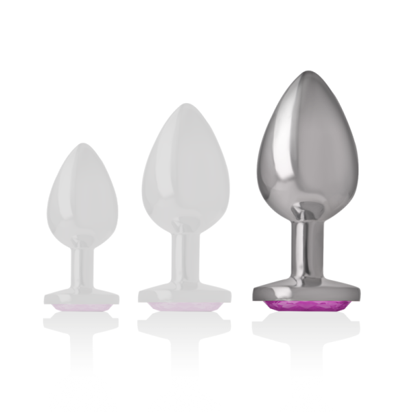 INTENSE - ALUMINUM METAL ANAL PLUG WITH PINK CRYSTAL SIZE L - Afbeelding 6