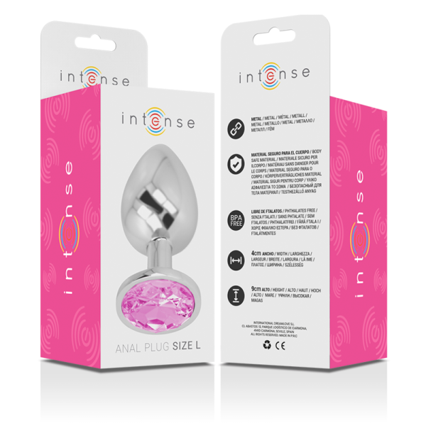 INTENSE - ALUMINUM METAL ANAL PLUG WITH PINK CRYSTAL SIZE L - Afbeelding 7