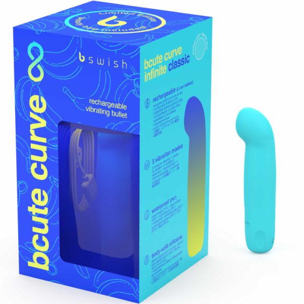 B SWISH - BCUTE CURVE INFINITE CLASSIC LIMITED EDITION BLUE SILICONE RECHARGEABLE VIBRATOR - Afbeelding 4