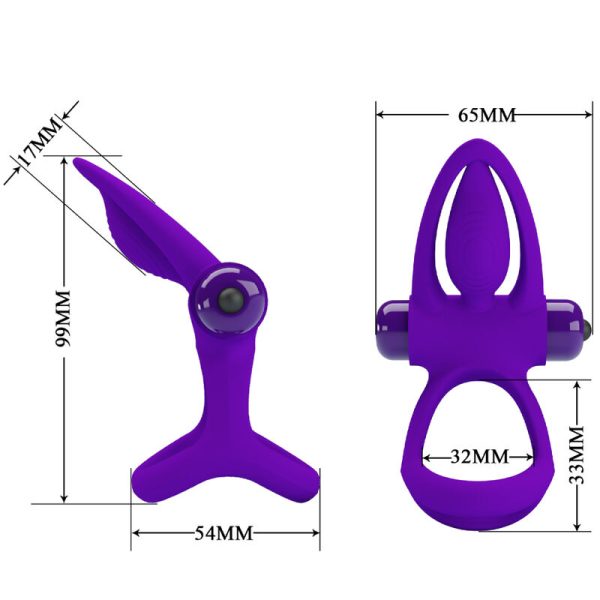 PRETTY LOVE - VIBRATOR RING 10 VIBRATIONS VIOLET SILICONE - Afbeelding 6