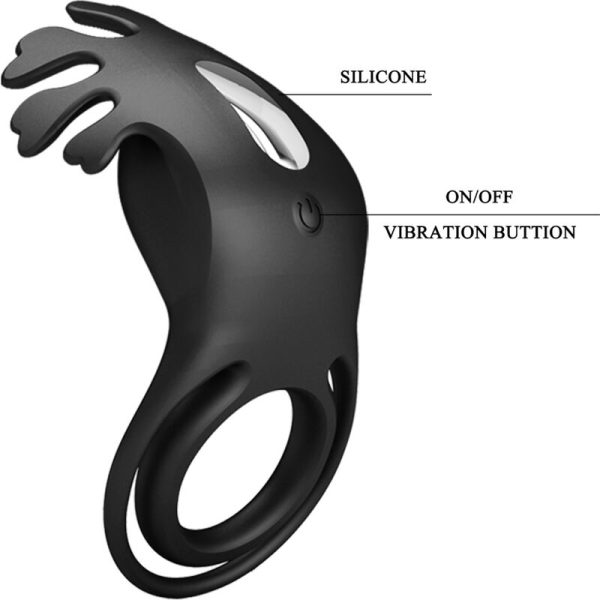 PRETTY LOVE - RUBEN VIBRATOR RING 7 VIBRATIONS BLACK SILICONE - Afbeelding 7