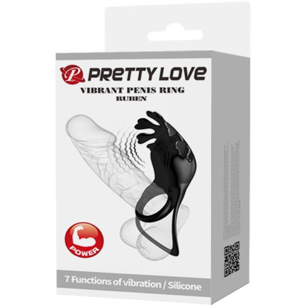 PRETTY LOVE - RUBEN VIBRATOR RING 7 VIBRATIONS BLACK SILICONE - Afbeelding 9