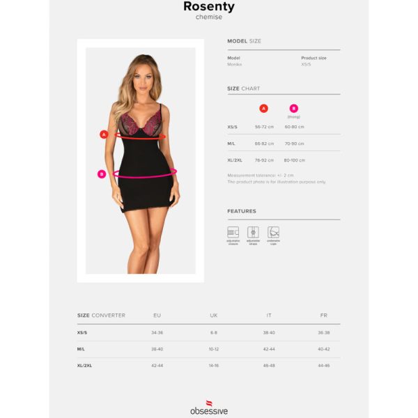 OBSESSIVE - ROSENTY CHEMISE & THONG XS/S - Afbeelding 7