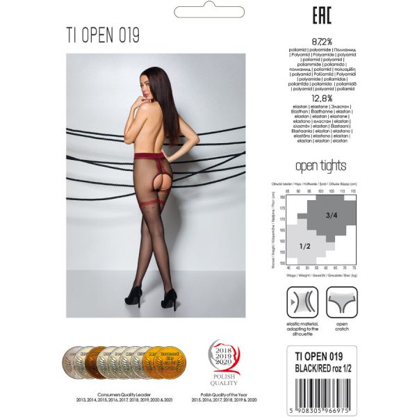 PASSION - TIOPEN 019 BLACK/RED TIGHTS 1/2 20 DEN - Afbeelding 10