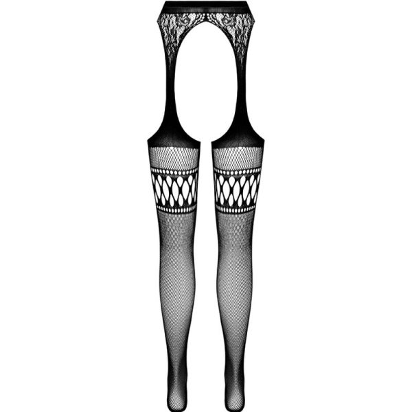 PASSION - S026 BLACK TIGHTS WITH GARTER ONE SIZE - Afbeelding 6