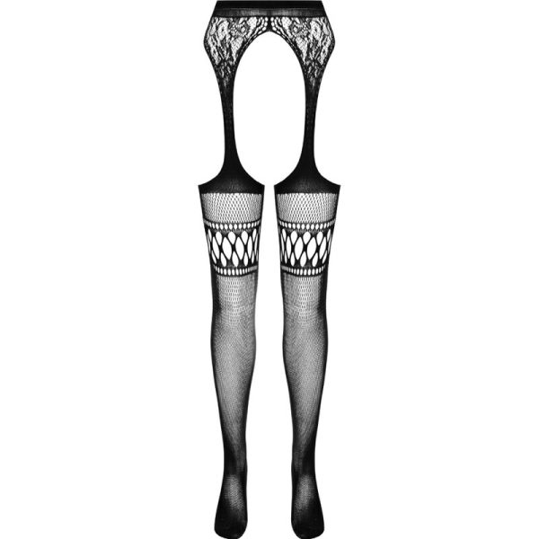 PASSION - S026 BLACK TIGHTS WITH GARTER ONE SIZE - Afbeelding 5