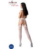 PASSION - S026 WHITE STOCKINGS WITH GARTER ONE SIZE - Afbeelding 4