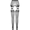 PASSION - S027 BLACK TIGHTS WITH GARTER ONE SIZE - Afbeelding 6