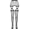 PASSION - S027 BLACK TIGHTS WITH GARTER ONE SIZE - Afbeelding 5