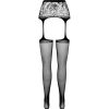 PASSION - S028 BLACK TIGHTS WITH GARTER ONE SIZE - Afbeelding 6