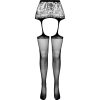 PASSION - S028 BLACK TIGHTS WITH GARTER ONE SIZE - Afbeelding 5