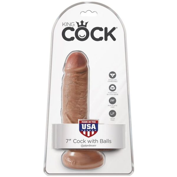 KING COCK - REALISTIC PENIS WITH BALLS 13.2 CM CARAMEL - Afbeelding 6