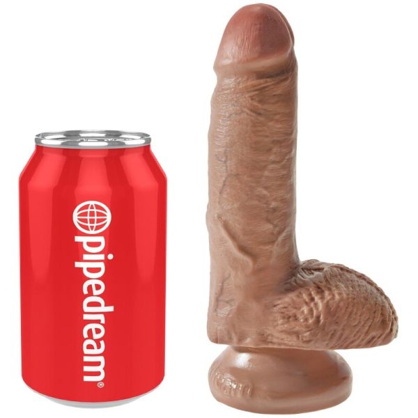 KING COCK - REALISTIC PENIS WITH BALLS 13.2 CM CARAMEL - Afbeelding 5