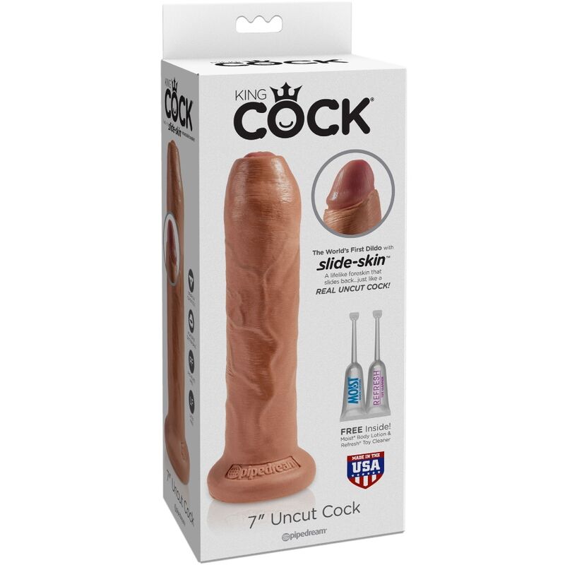 KING COCK - UNCUT REALISTIC PENIS 17.8 CM CARAMEL - Afbeelding 3