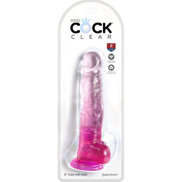 KING COCK - CLEAR REALISTIC PENIS WITH BALLS 16.5 CM PINK - Afbeelding 2