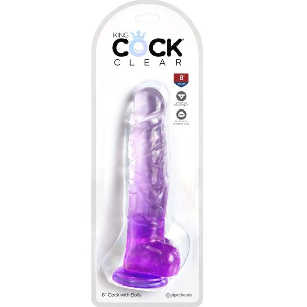KING COCK - CLEAR REALISTIC PENIS WITH BALLS 16.5 CM PURPLE - Afbeelding 2