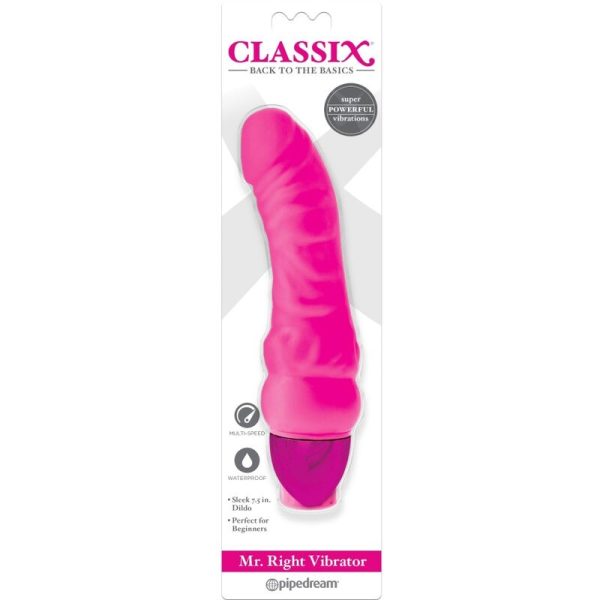 CLASSIX - VIBRATING DILDO MR. RIGHT MULTI-SPEED 15.5 CM PINK - Afbeelding 2
