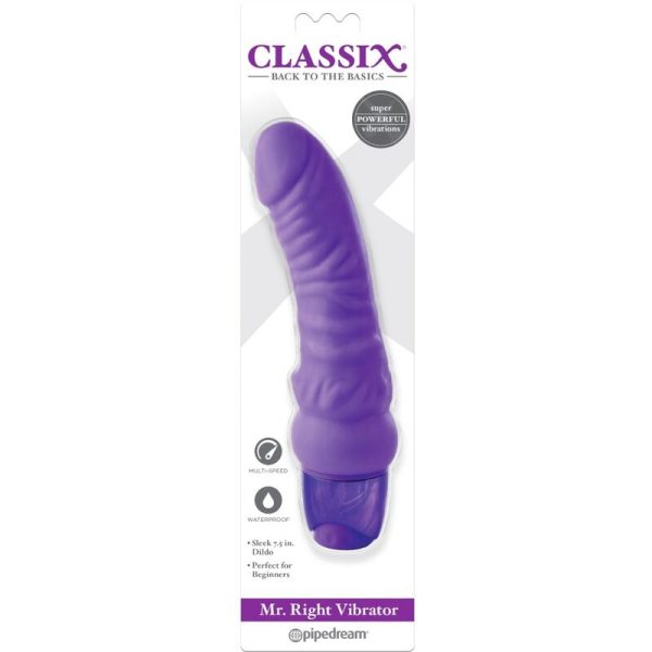 CLASSIX - VIBRATING DILDO MR. RIGHT MULTI-SPEED 15.5 CM PURPLE - Afbeelding 2