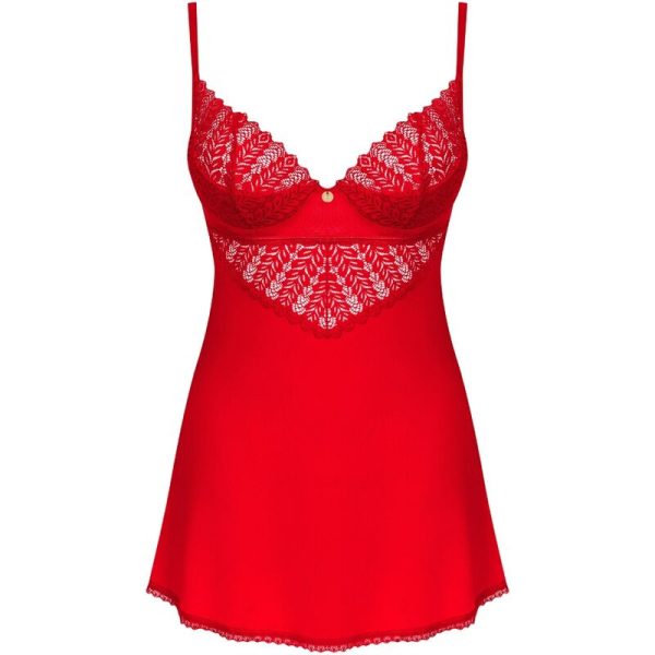OBSESSIVE - INGRIDIA CHEMISE & THONG RED XS/S - Afbeelding 5