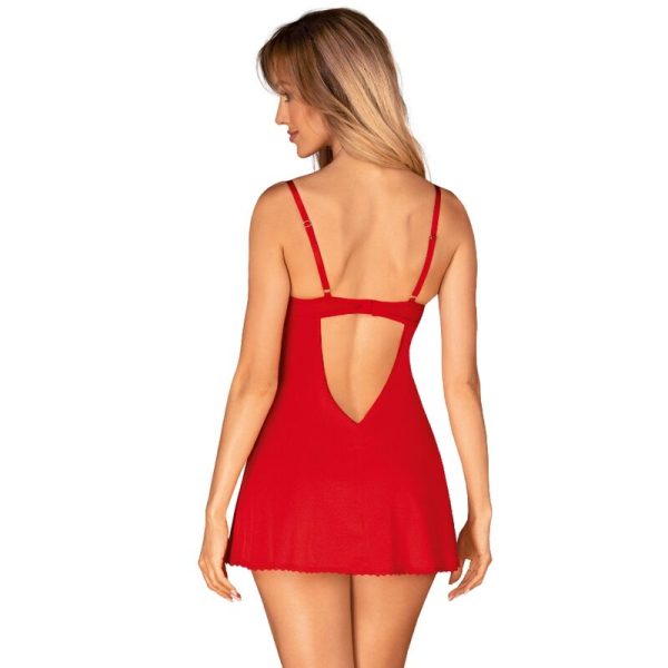 OBSESSIVE - INGRIDIA CHEMISE & THONG RED XS/S - Afbeelding 2