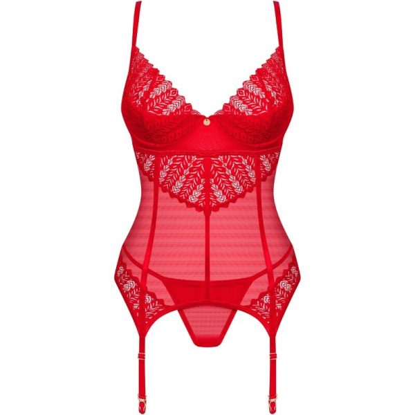 OBSESSIVE - INGRIDIA CORSET & THONG RED M/L - Afbeelding 5
