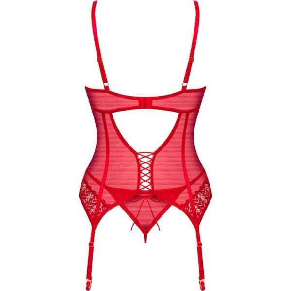 OBSESSIVE - INGRIDIA CORSET & THONG RED M/L - Afbeelding 6