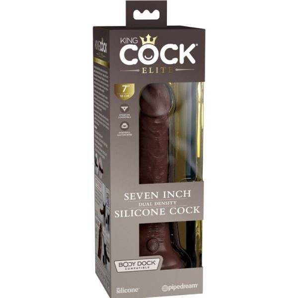 KING COCK - ELITE REALISTIC SILICONE DILDO 17.8 CM BROWN - Afbeelding 5