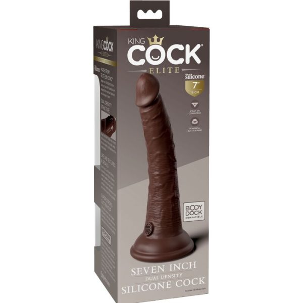 KING COCK - ELITE REALISTIC SILICONE DILDO 17.8 CM BROWN - Afbeelding 6