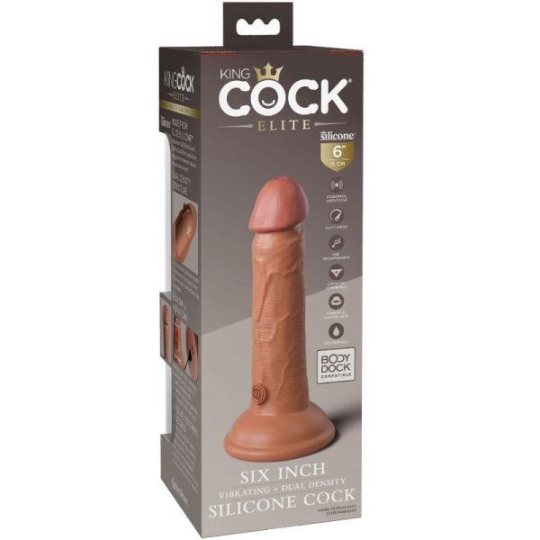 KING COCK - ELITE REALISTIC DILDO VIBRATING & SILICONE 15.2 CM CARAMEL - Afbeelding 5