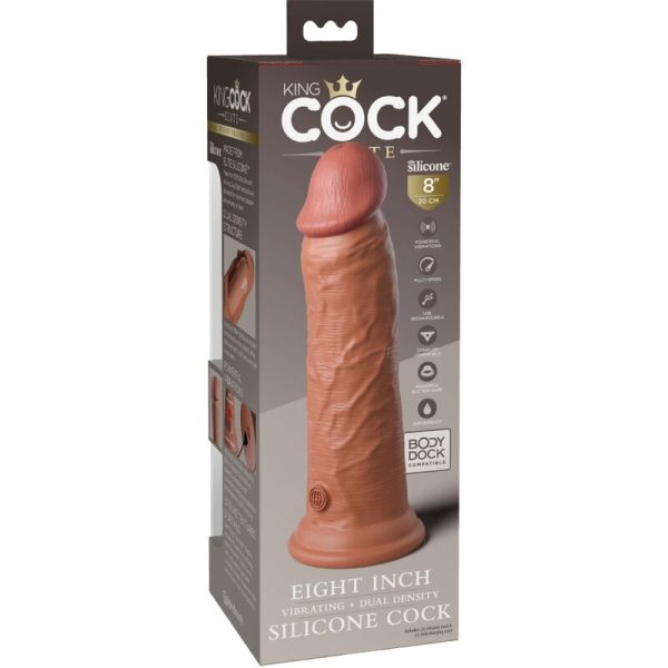 KING COCK - ELITE REALISTIC DILDO VIBRATING & SILICONE 20.3 CM CARAMEL - Afbeelding 6