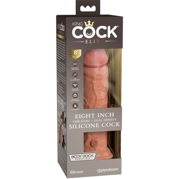 KING COCK - ELITE REALISTIC DILDO VIBRATING & SILICONE 20.3 CM CARAMEL - Afbeelding 7