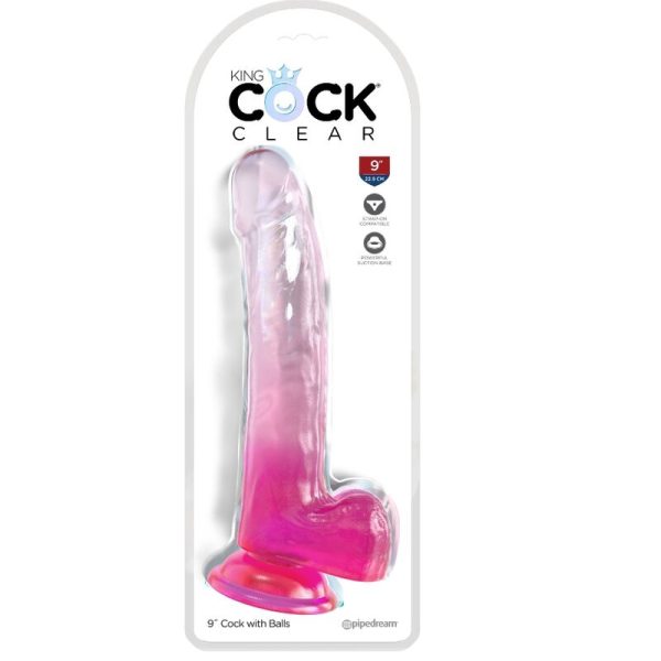 KING COCK - CLEAR DILDO WITH TESTICLES 20.3 CM PINK - Afbeelding 2