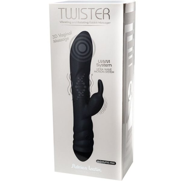 ADRIEN LASTIC - TWISTER VIBRATOR AND ROTATOR MASSAGER RABBIT BLACK - Afbeelding 6