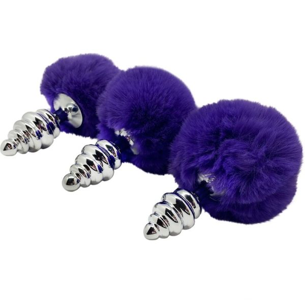ALIVE - ANAL PLEASURE PLUG SPIRAL METAL FLUFFY DARK VIOLET SIZE M - Afbeelding 4
