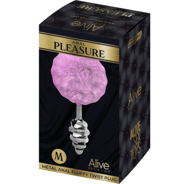 ALIVE - ANAL PLEASURE PLUG SPIRAL METAL FLUFFY VIOLET SIZE M - Afbeelding 4