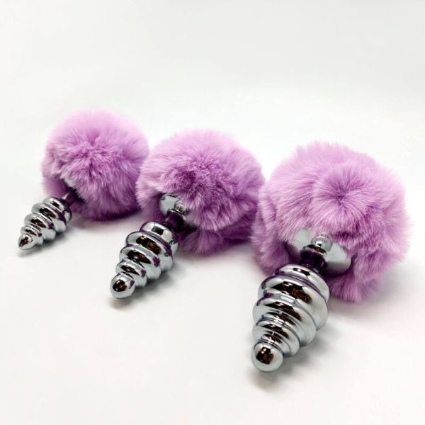 ALIVE - ANAL PLEASURE PLUG SPIRAL METAL FLUFFY VIOLET SIZE M - Afbeelding 3