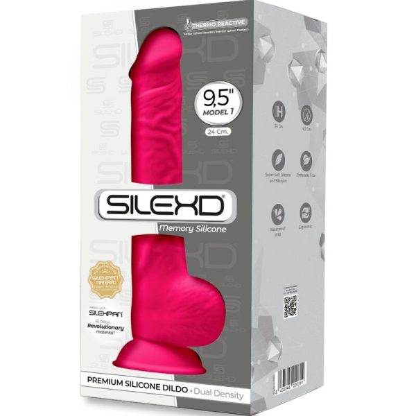 SILEXD - MODEL 1 REALISTIC PENIS PREMIUM SILEXPAN SILICONE FUCHSIA 24 CM - Afbeelding 3